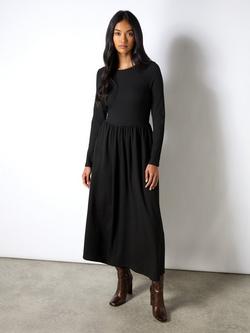 Ro&Zo Rib Top Ponte Dress, Black, Black