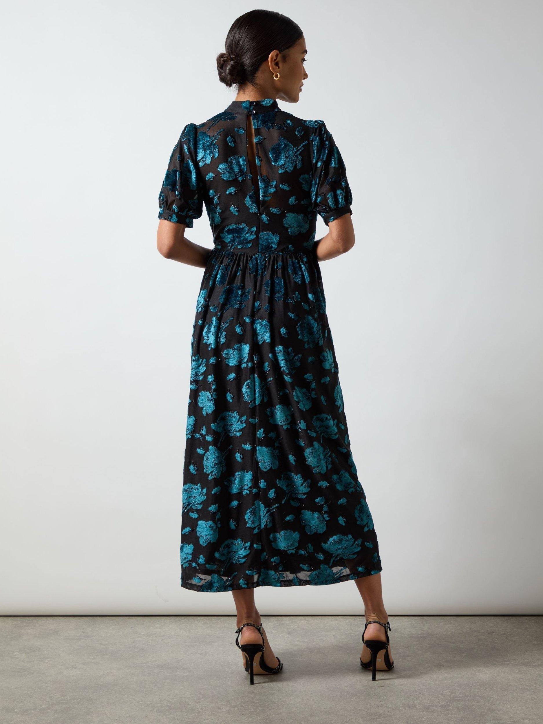 Product image 3 of 3, which shows Ro&Zo Erin Floral Burnout Dress, Blue, 6