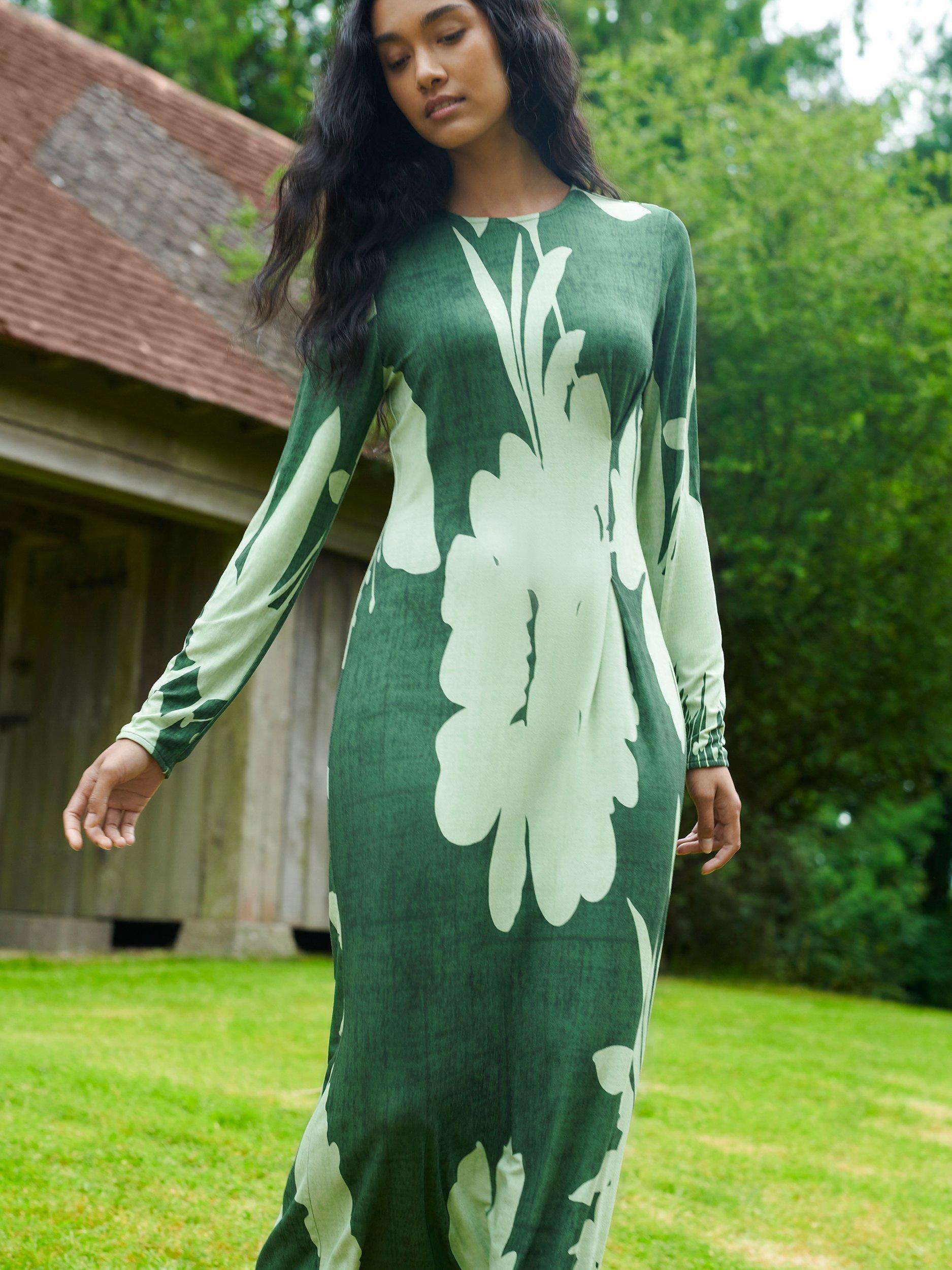 Floral print jersey dress online