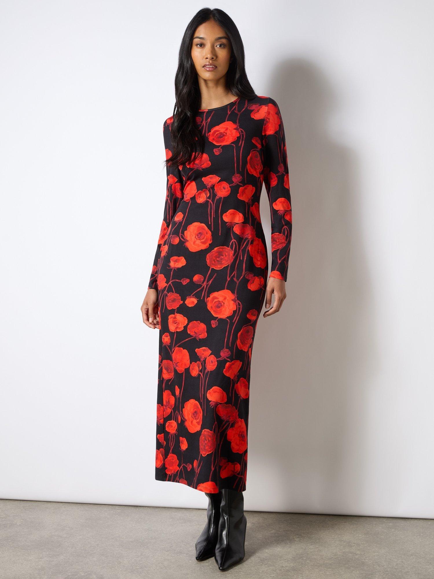 Product image 1 of 2, which shows Ro&Zo Petite Floral Print Dress, Red, 12Pt