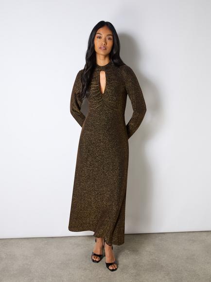 Ro&Zo Petite Zara Sparkle Jersey Dress, Gold, Gold