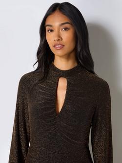 Ro&Zo Petite Zara Sparkle Jersey Dress, Gold - view 2, Gold