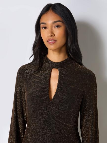 Ro&Zo Zara Sparkle Jersey Dress, Gold - view 2, Gold