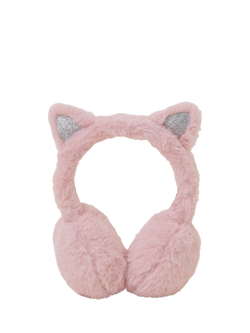 Angels by Accessorize Kids' Faux Fur Fluffy Cat Ear Muffs, Pink, Pink