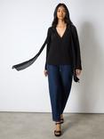 Ro&Zo Tie Neck Blouse, Black