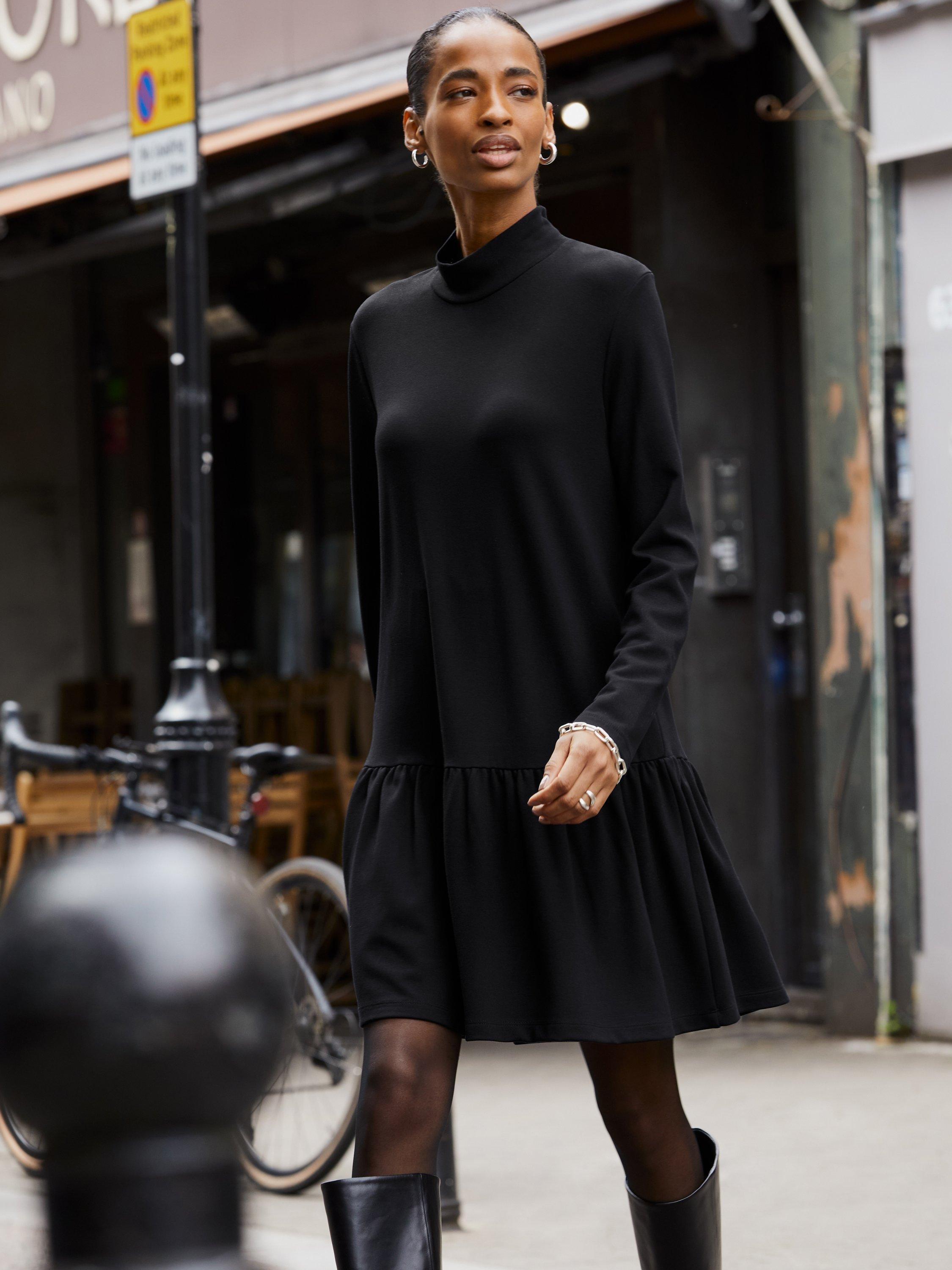 Product image 1 of 5, which shows Baukjen Justine Mini Dress, Caviar Black, 10