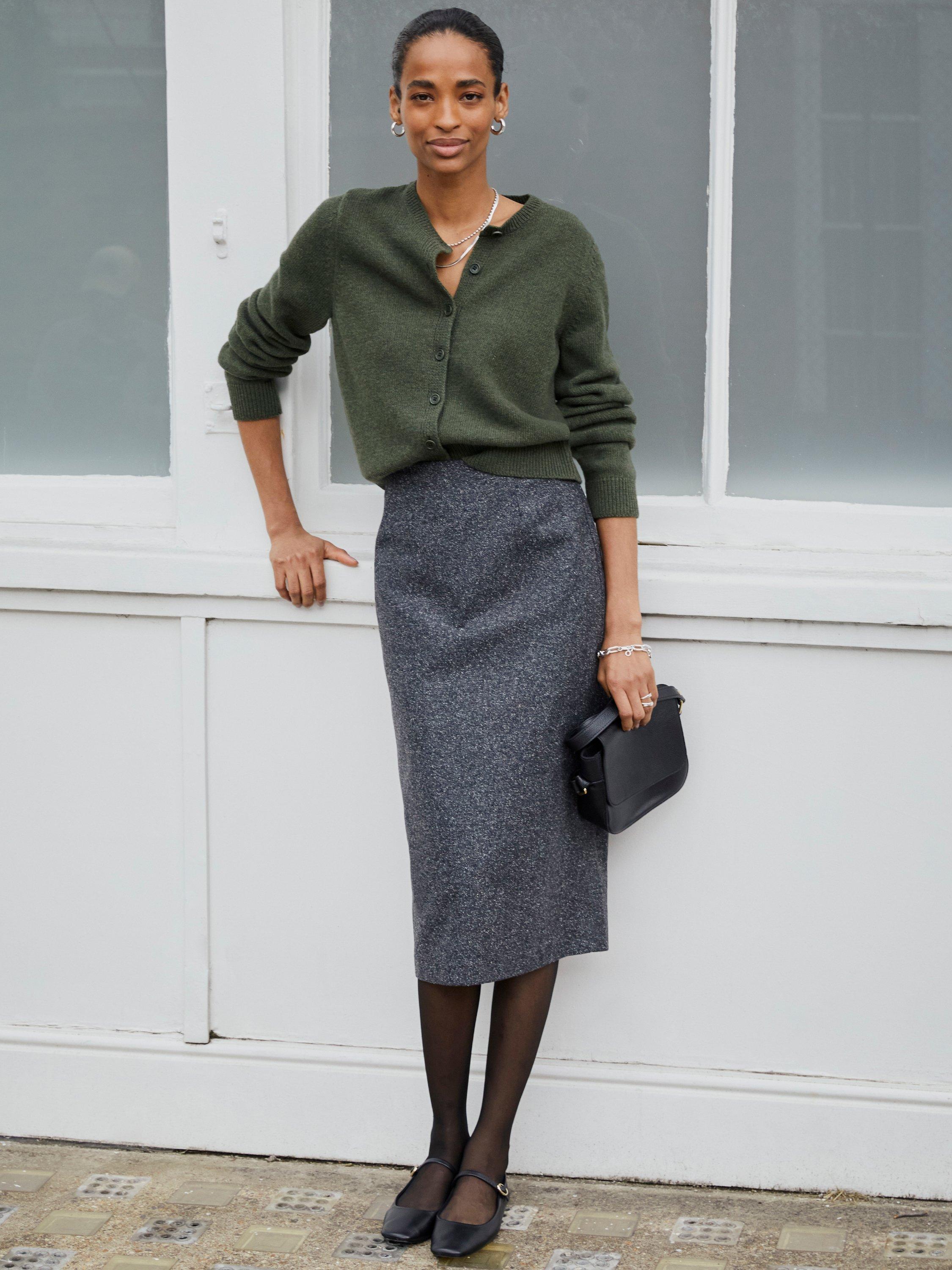 Product image 1 of 4, which shows Baukjen Eliza Wool Blend Pencil Skirt, Grey, 10