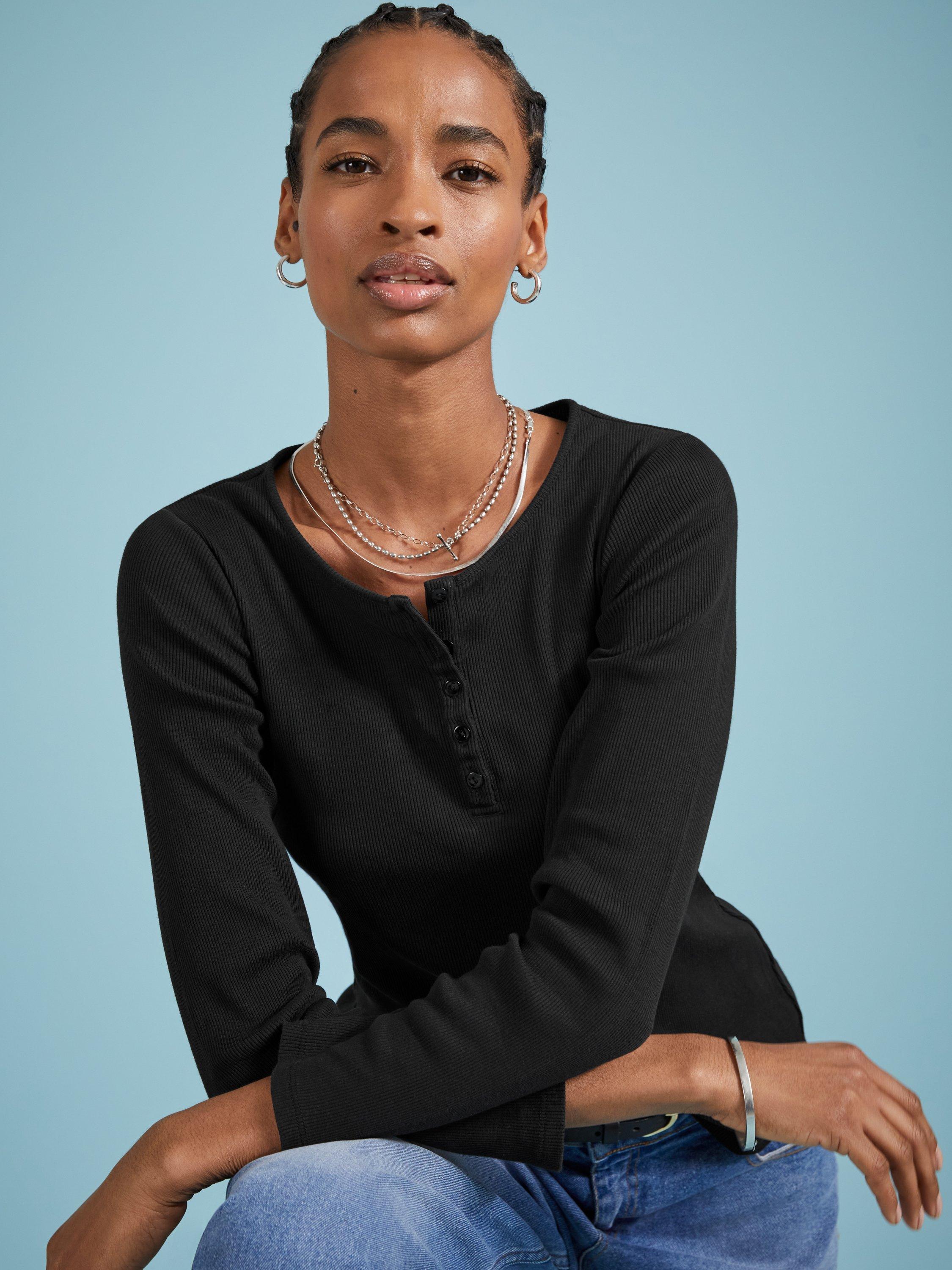 Baukjen Chessie Luxe Henley Top, Caviar Black
