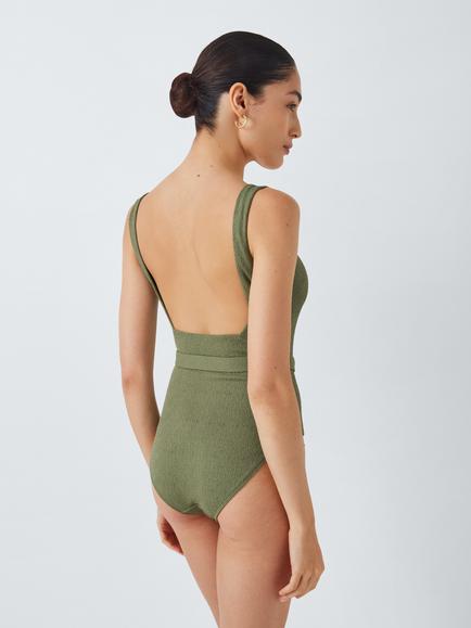 John Lewis Paris Belted Swimsuit, Khaki - view 2, Khaki