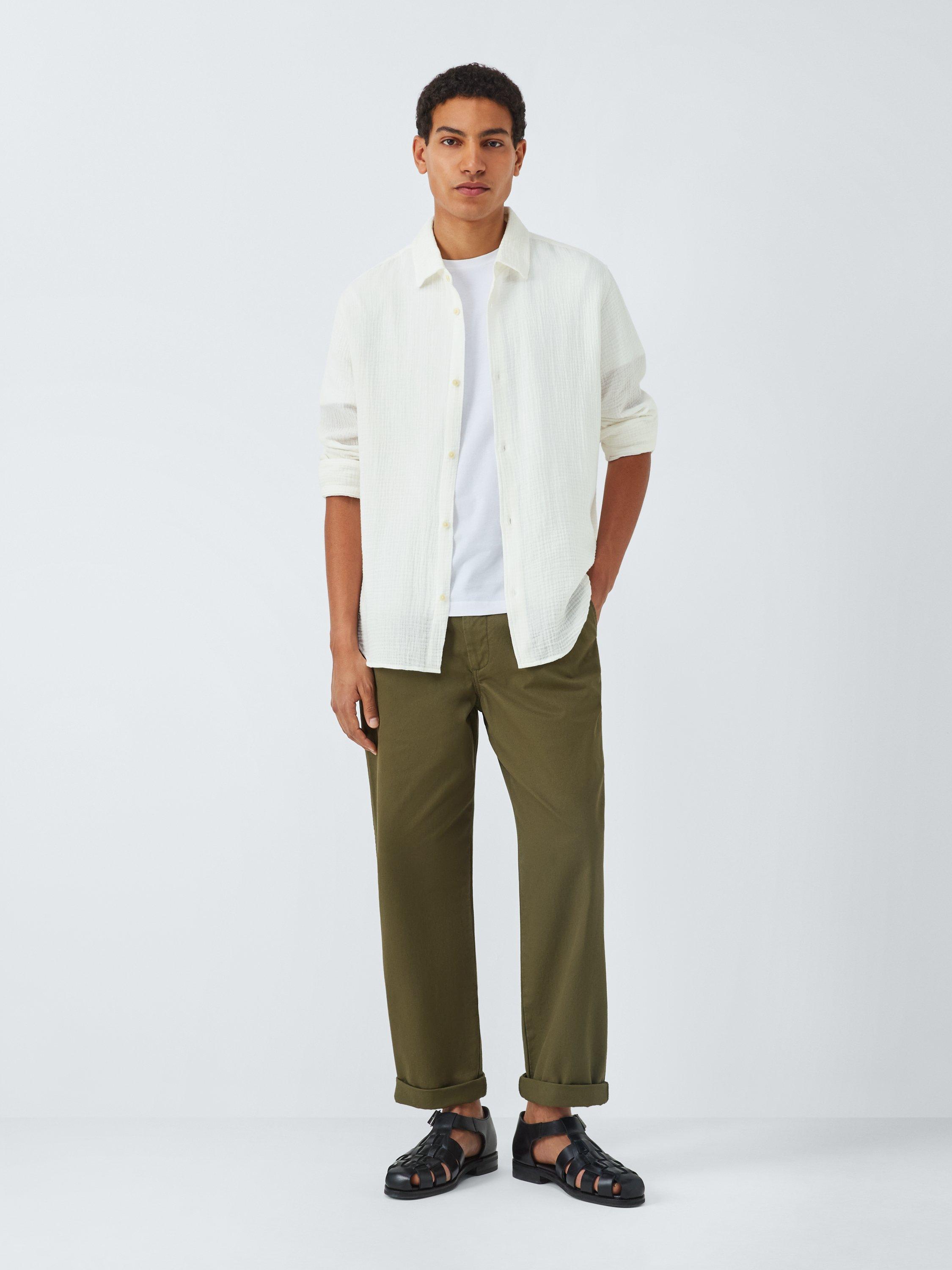 Product image 3 of 6, which shows John Lewis Resort Collection Cotton Muslin Long Sleeve Shirt, White, S