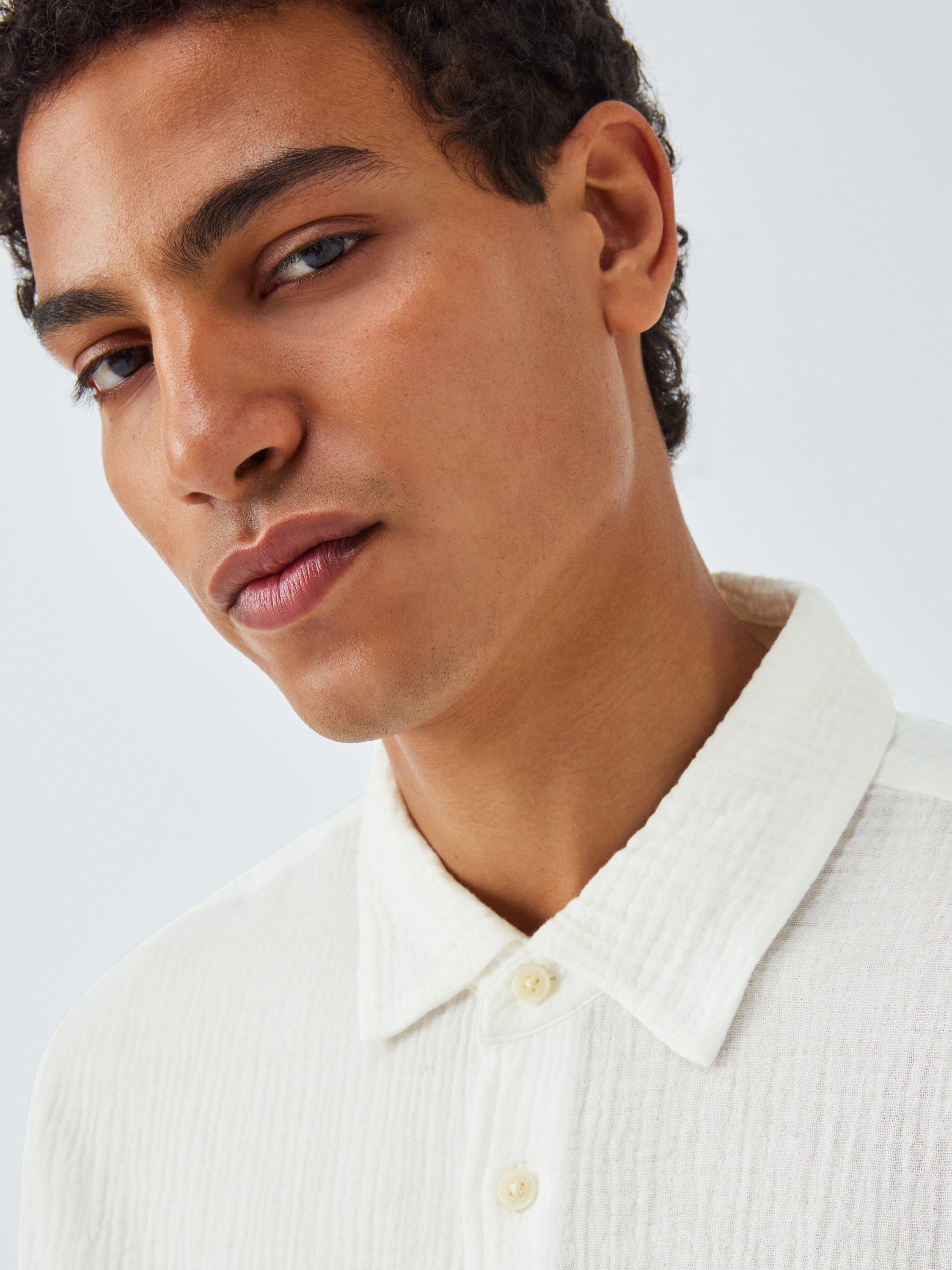 Product image 5 of 6, which shows John Lewis Resort Collection Cotton Muslin Long Sleeve Shirt, White, S