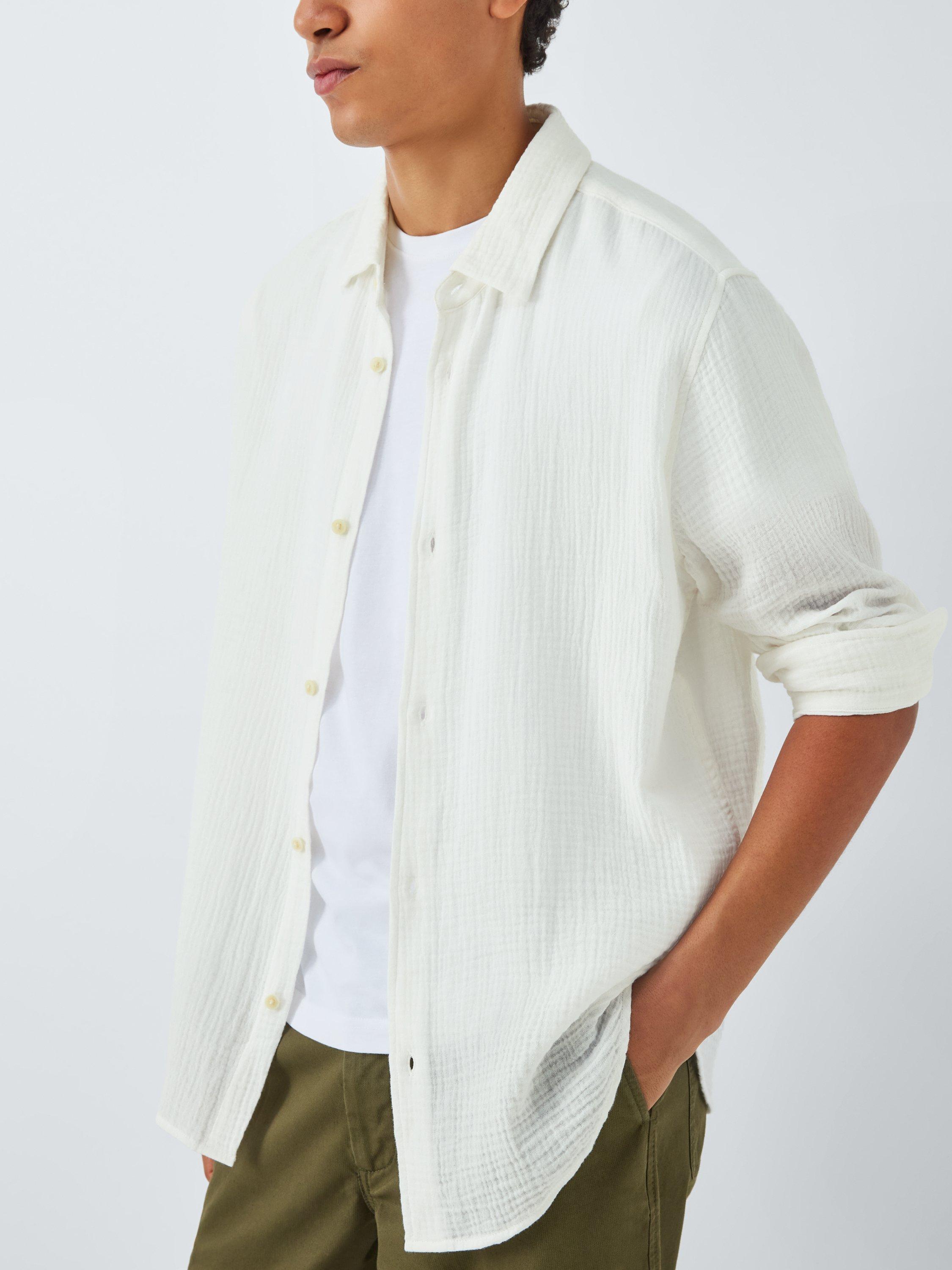 Product image 6 of 6, which shows John Lewis Resort Collection Cotton Muslin Long Sleeve Shirt, White, S