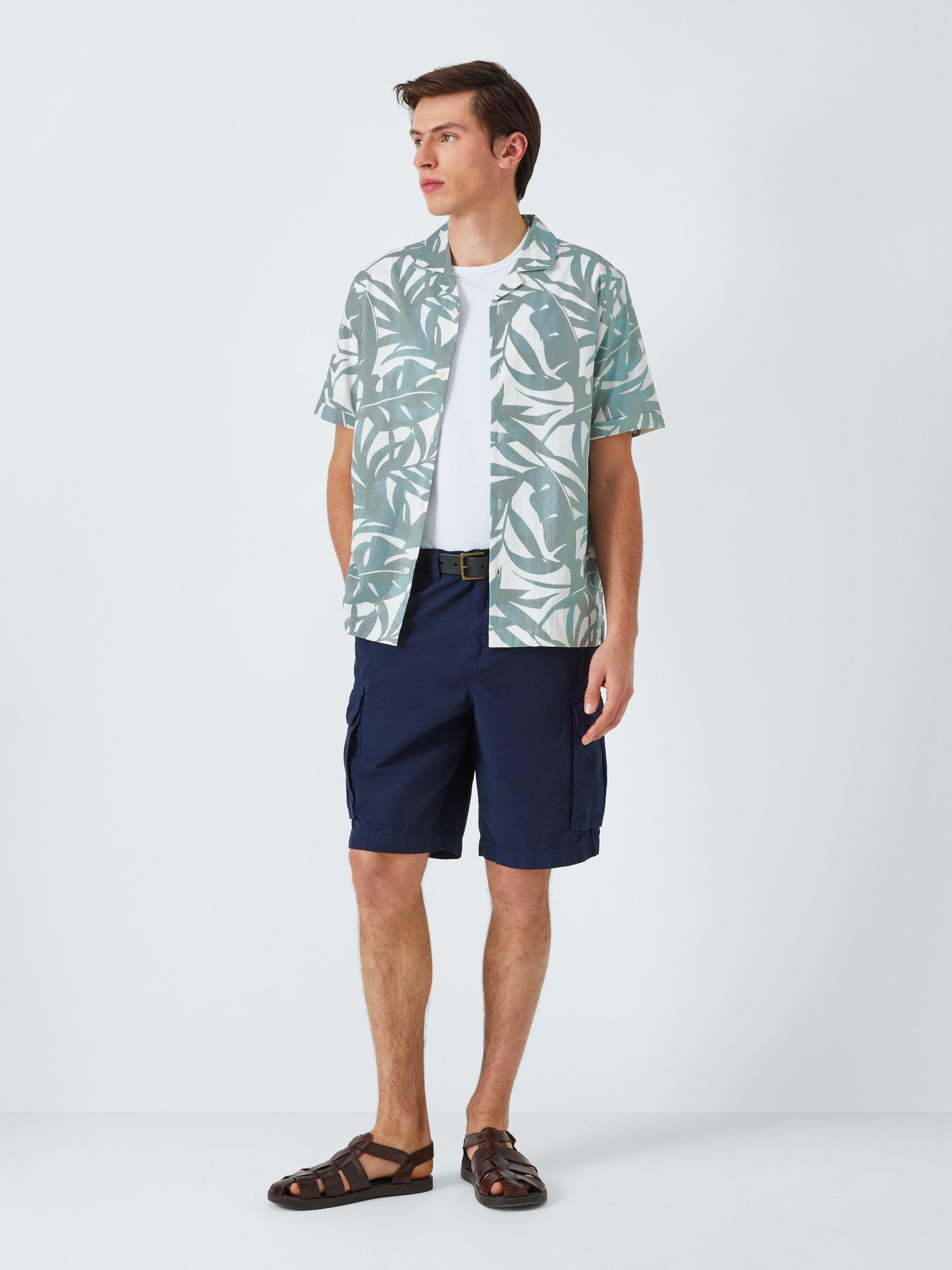 Product image 7 of 7, which shows John Lewis Resort Collection Seersucker Inky Leaf Print Short Sleeve Shirt, Green, S
