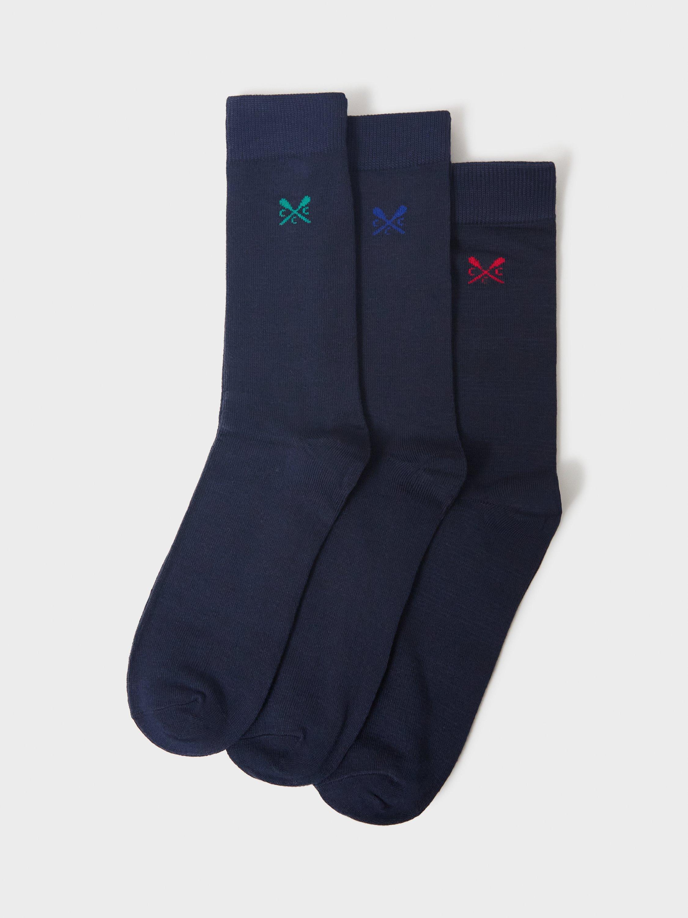 Product image 1 of 1, which shows Crew Clothing Bamboo Blend Socks, Pack of 3, Navy, One Size