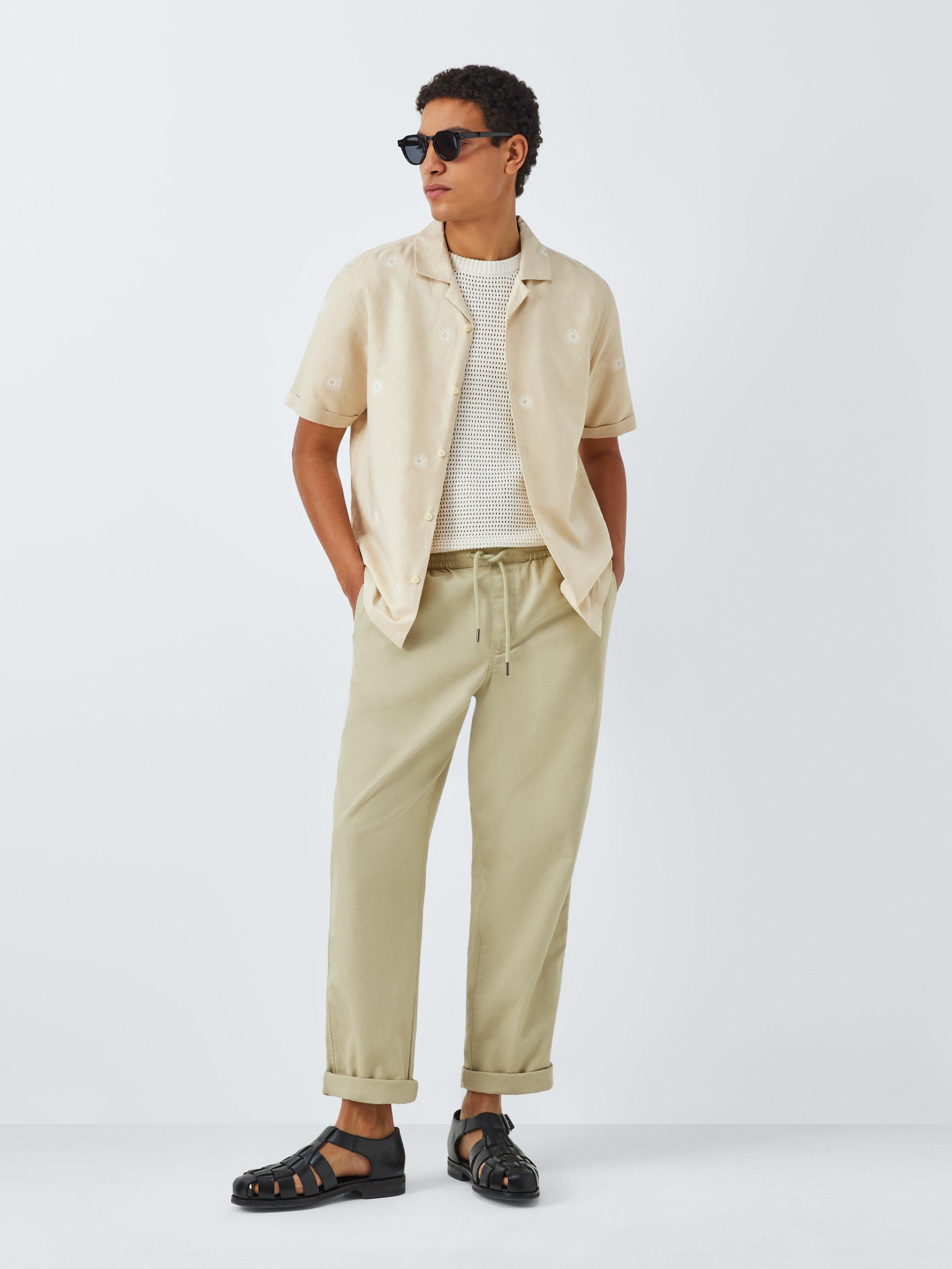 Product image 3 of 6, which shows John Lewis Resort Collection Embroidered Sun Linen Blend Short Sleeve Shirt, Natural Multi, S