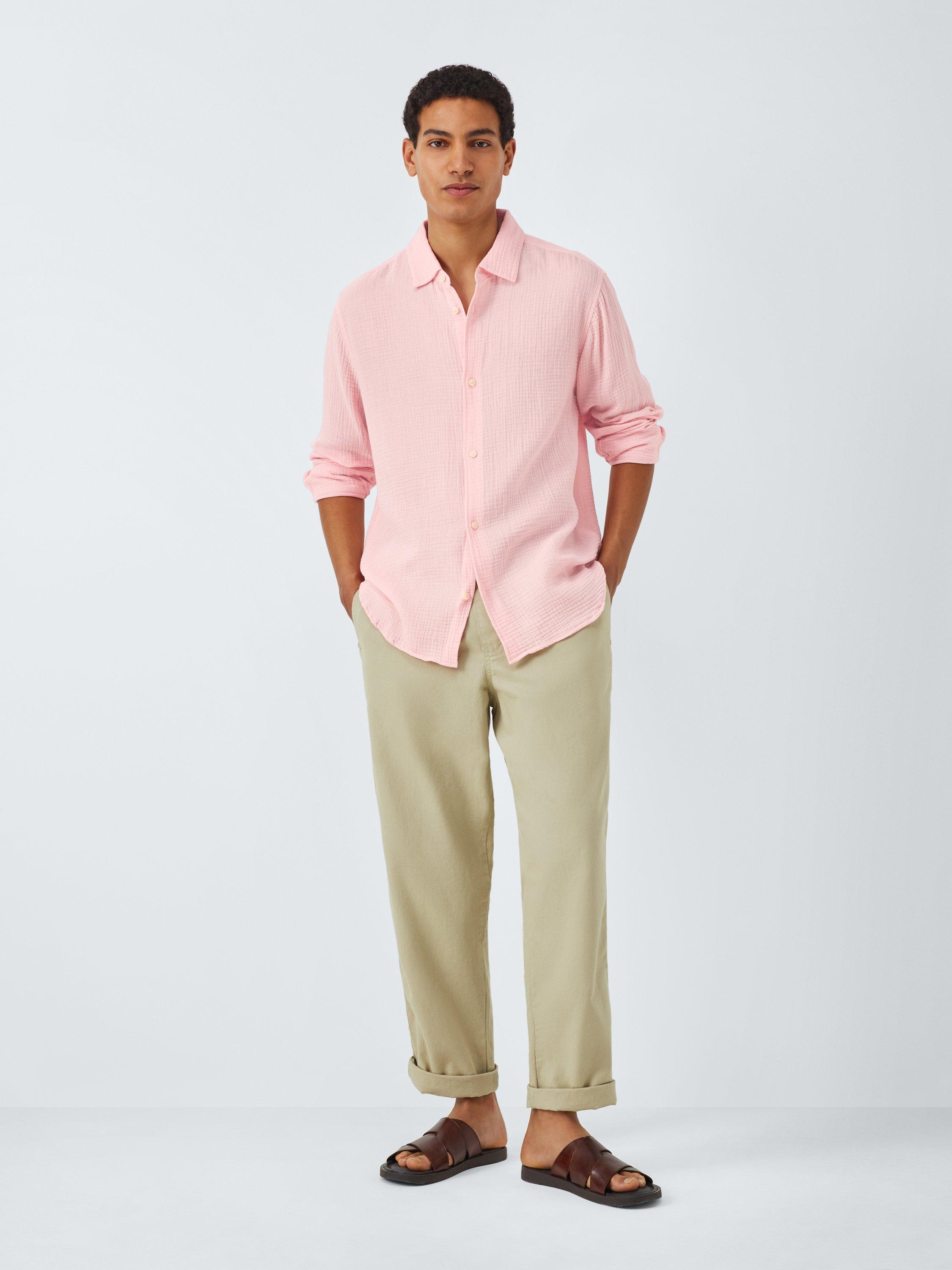 Product image 3 of 6, which shows John Lewis Resort Collection Cotton Muslin Long Sleeve Shirt, Light Pink, S