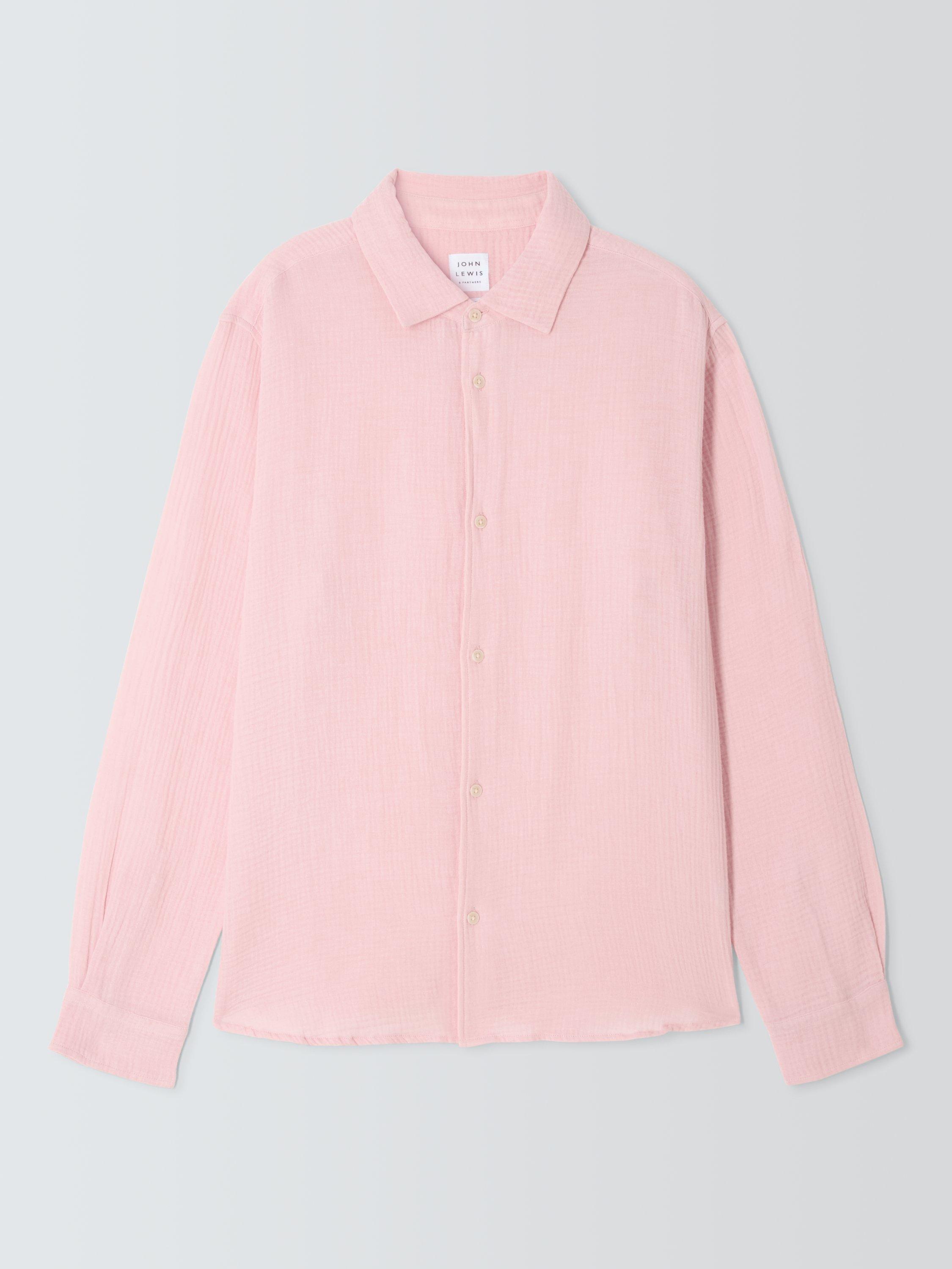 Product image 4 of 6, which shows John Lewis Resort Collection Cotton Muslin Long Sleeve Shirt, Light Pink, S