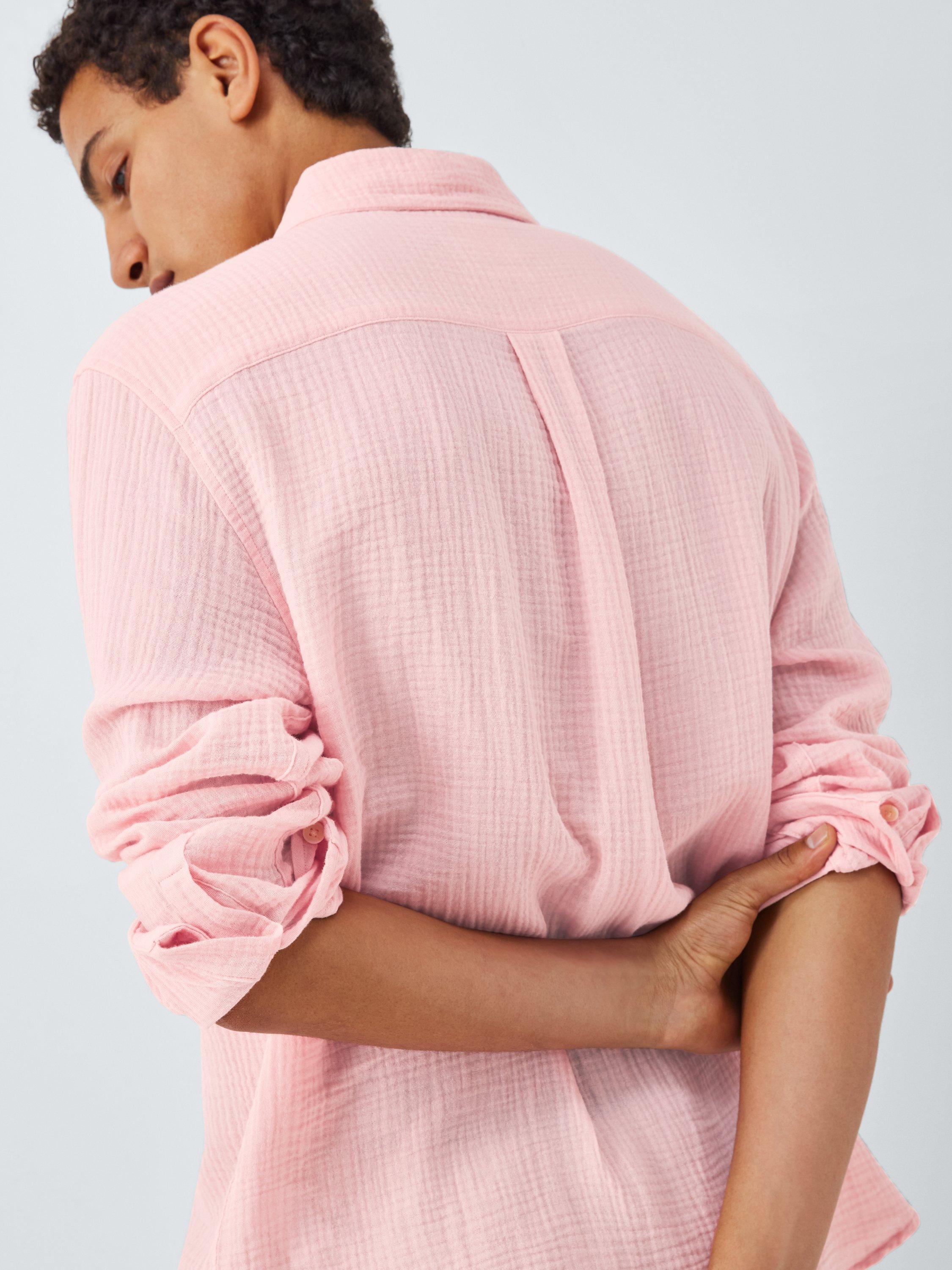 Product image 5 of 6, which shows John Lewis Resort Collection Cotton Muslin Long Sleeve Shirt, Light Pink, S
