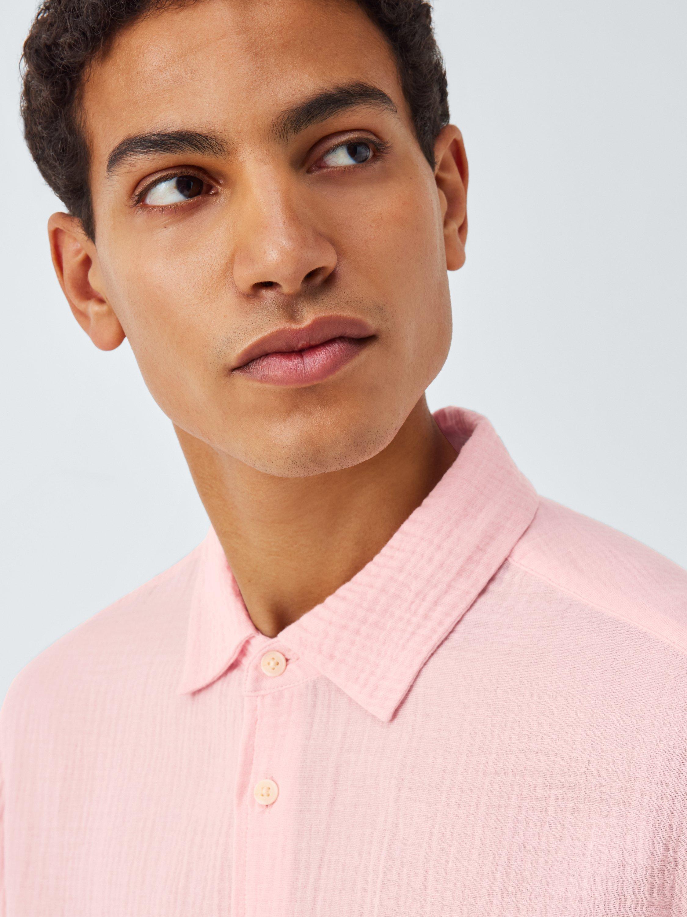 Product image 6 of 6, which shows John Lewis Resort Collection Cotton Muslin Long Sleeve Shirt, Light Pink, S