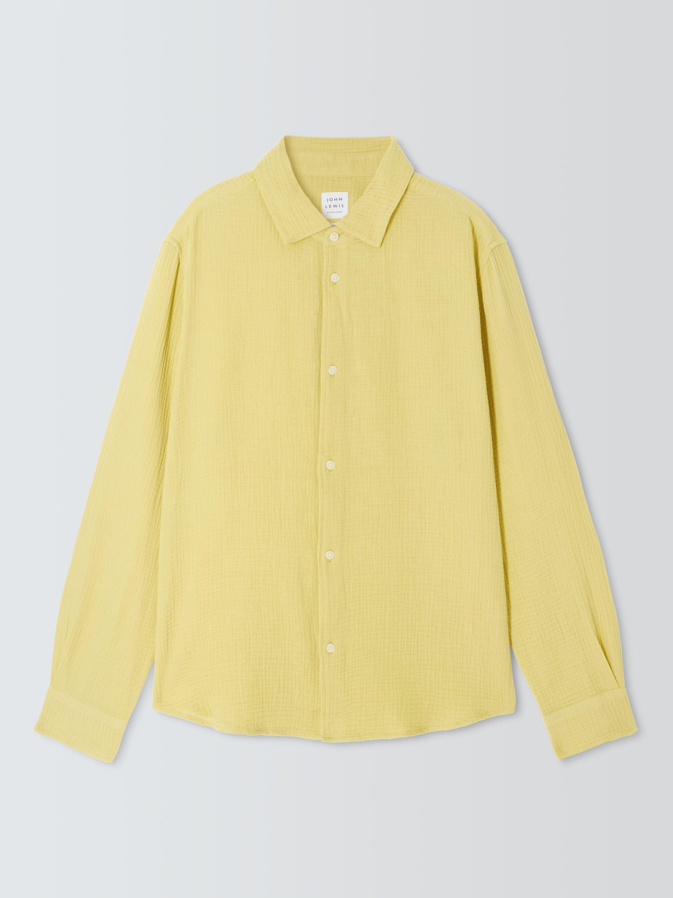 Product image 4 of 6, which shows John Lewis Resort Collection Cotton Muslin Long Sleeve Shirt, Yellow, S