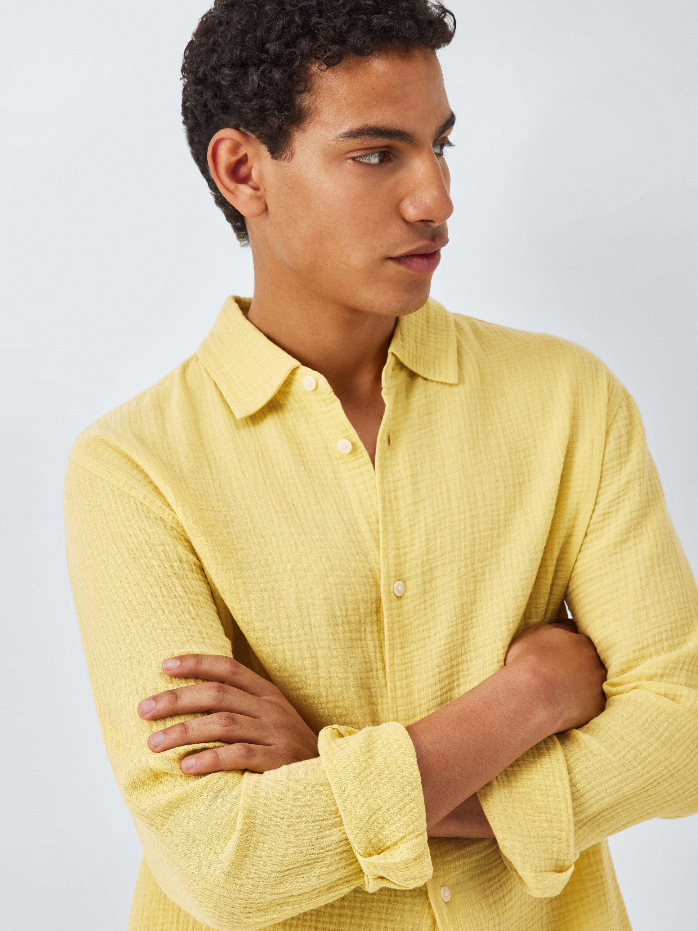 Product image 5 of 6, which shows John Lewis Resort Collection Cotton Muslin Long Sleeve Shirt, Yellow, S