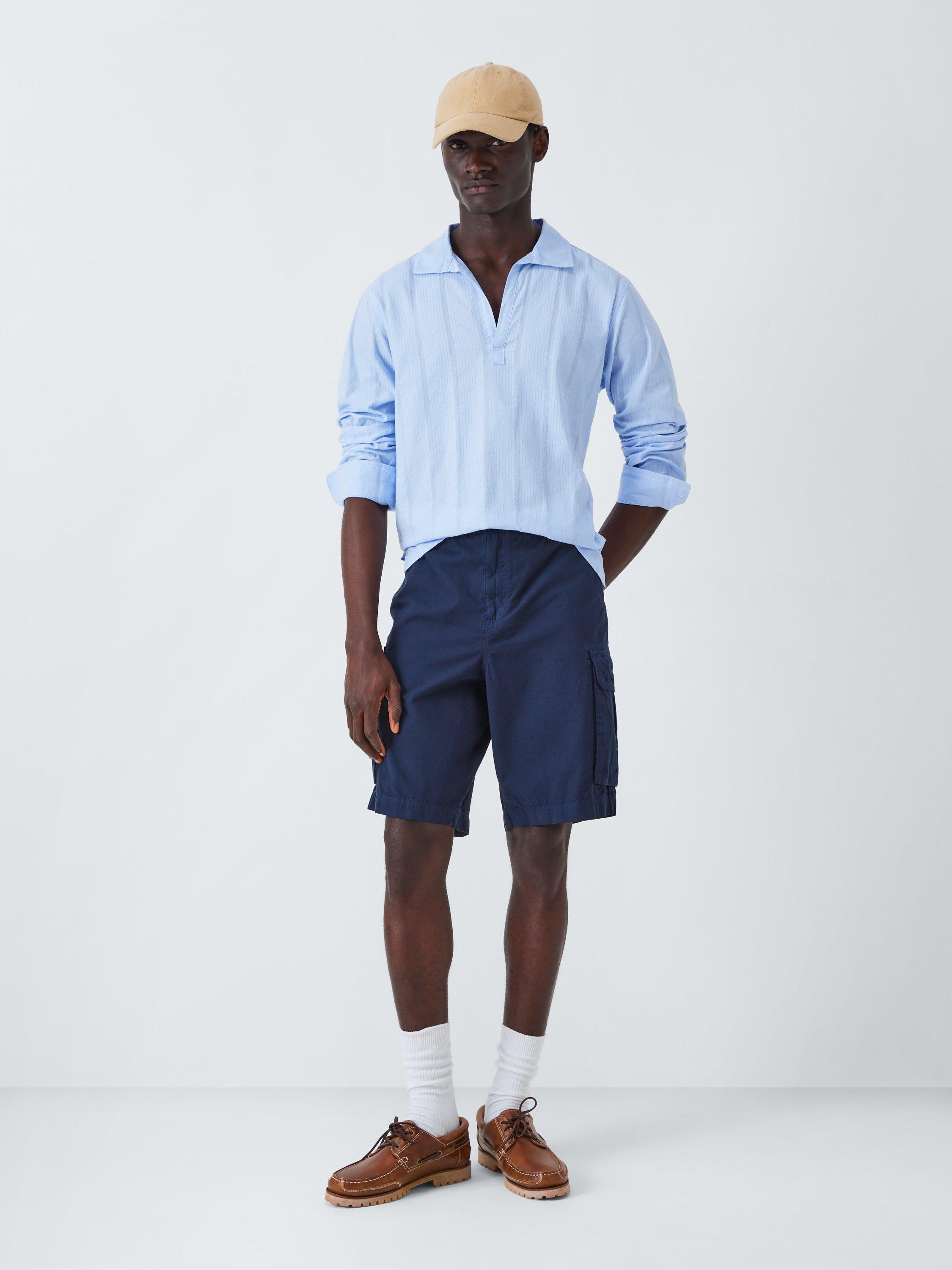 Product image 3 of 6, which shows John Lewis Resort Collection Seersucker Skipper Collar Long Sleeve Shirt, Light Blue, S