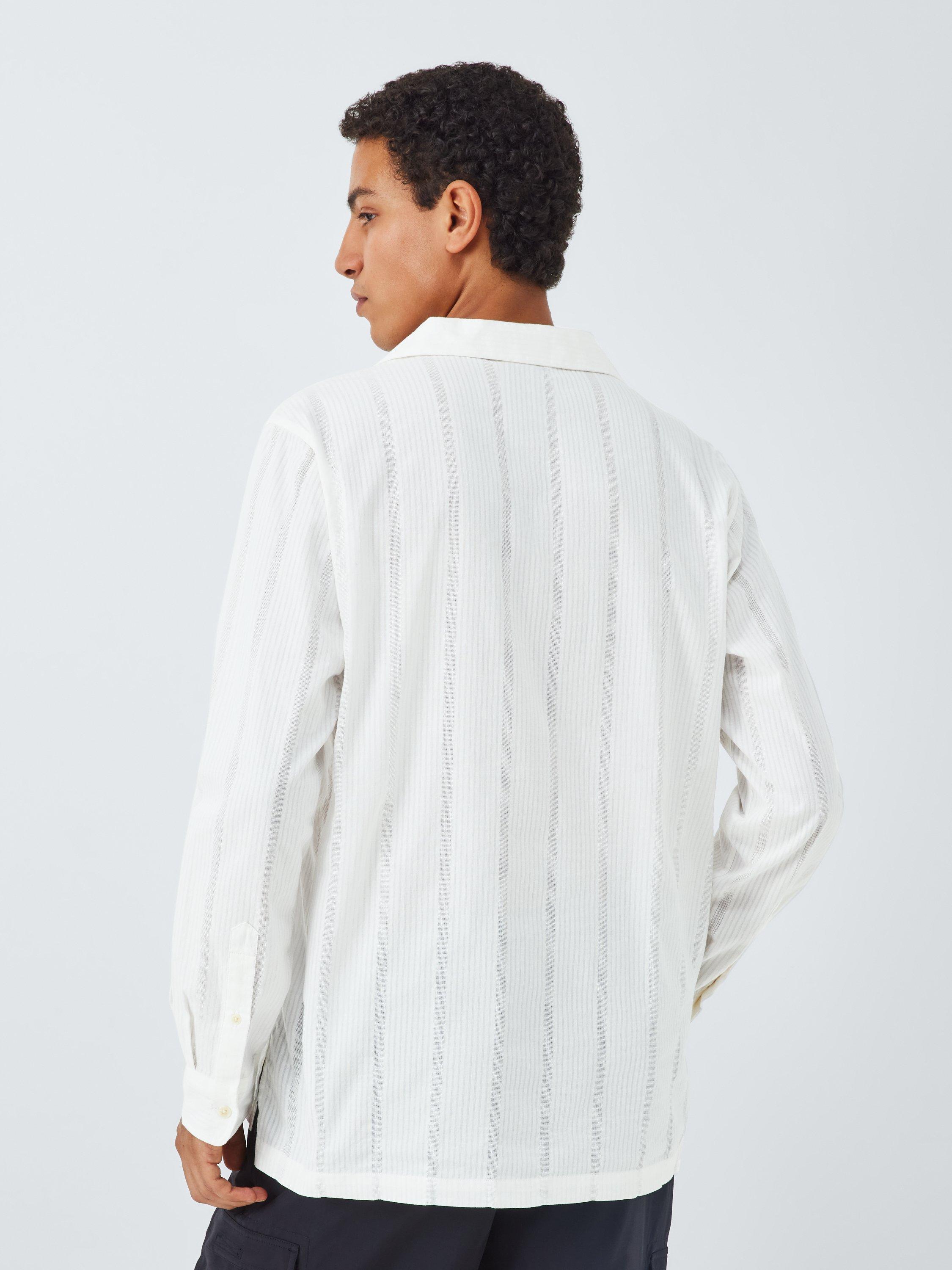 Product image 2 of 6, which shows John Lewis Resort Collection Seersucker Skipper Collar Long Sleeve Shirt, White, S