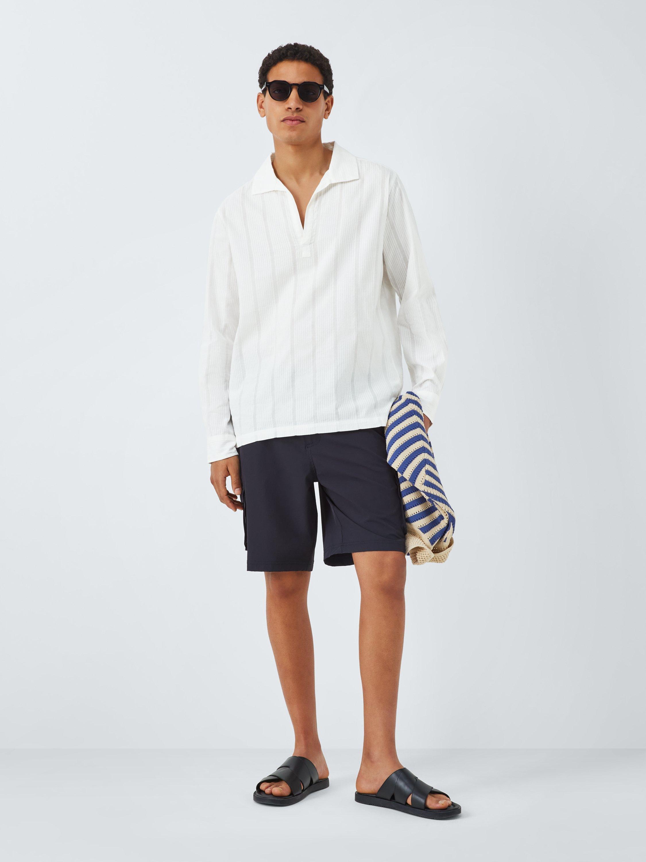 Product image 3 of 6, which shows John Lewis Resort Collection Seersucker Skipper Collar Long Sleeve Shirt, White, S
