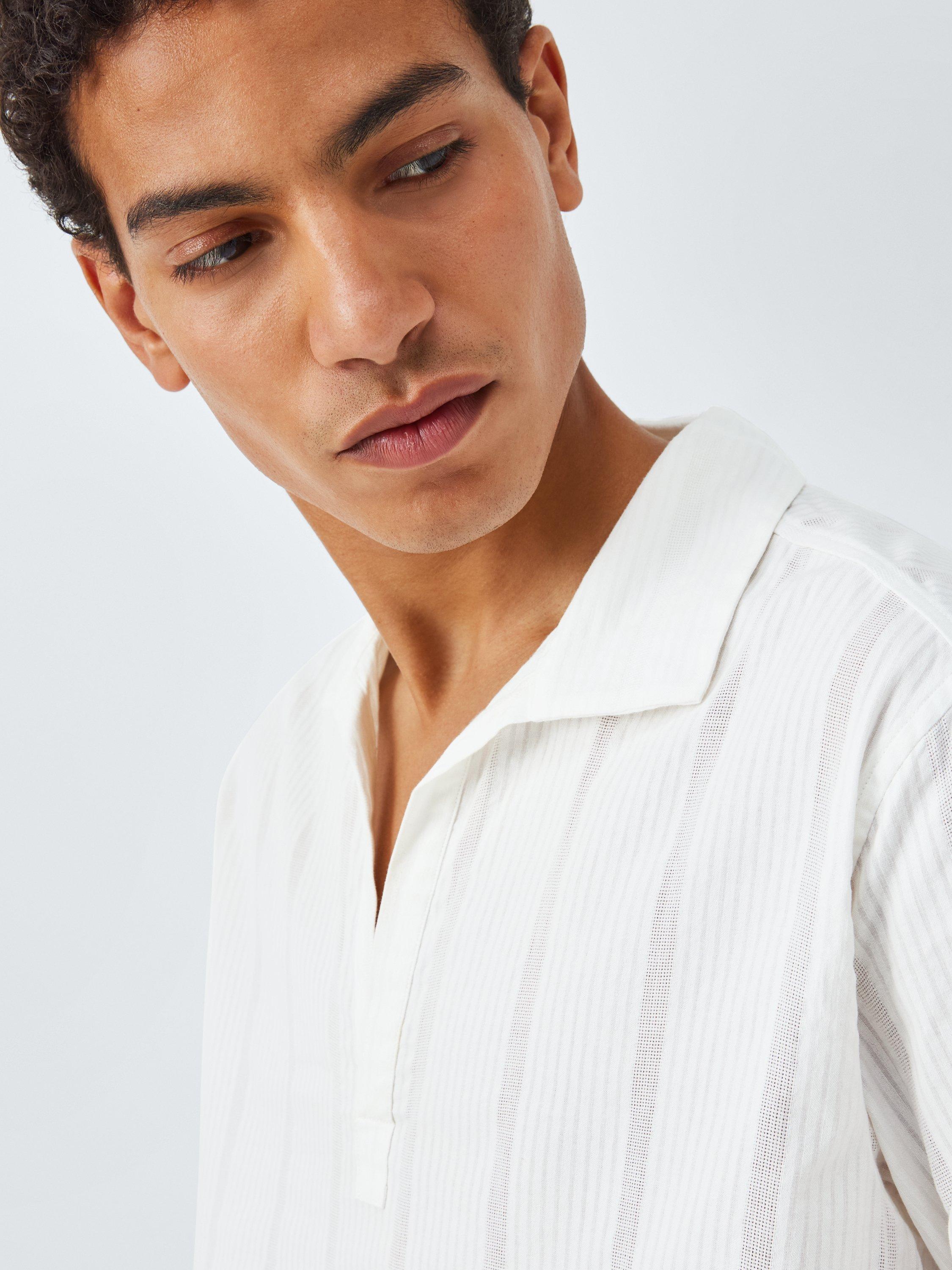 Product image 6 of 6, which shows John Lewis Resort Collection Seersucker Skipper Collar Long Sleeve Shirt, White, S