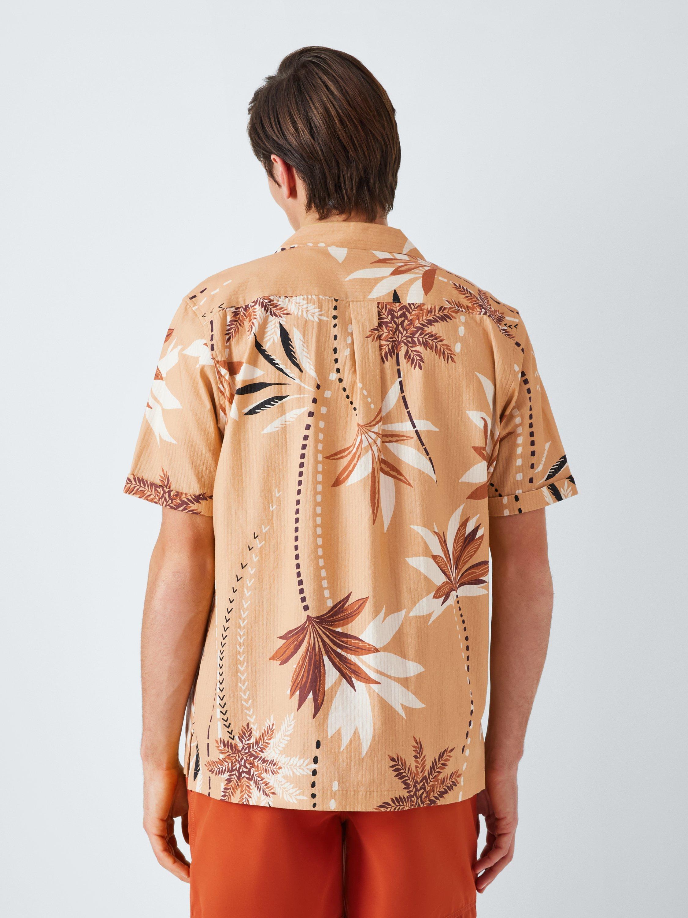 Product image 2 of 6, which shows John Lewis Resort Collection Seersucker Palm Print Short Sleeve Shirt, Yellow Multi, S