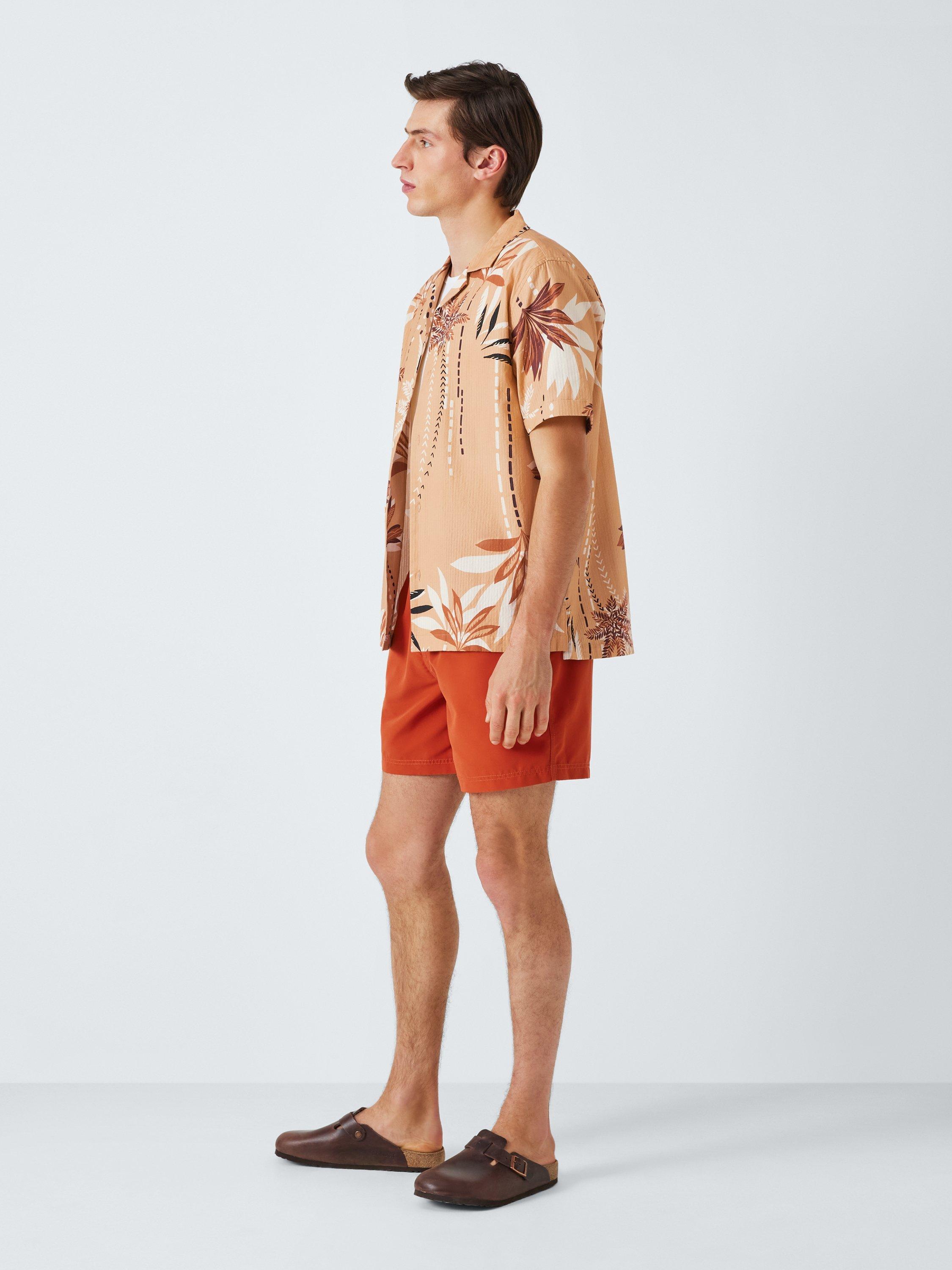 Product image 3 of 6, which shows John Lewis Resort Collection Seersucker Palm Print Short Sleeve Shirt, Yellow Multi, S