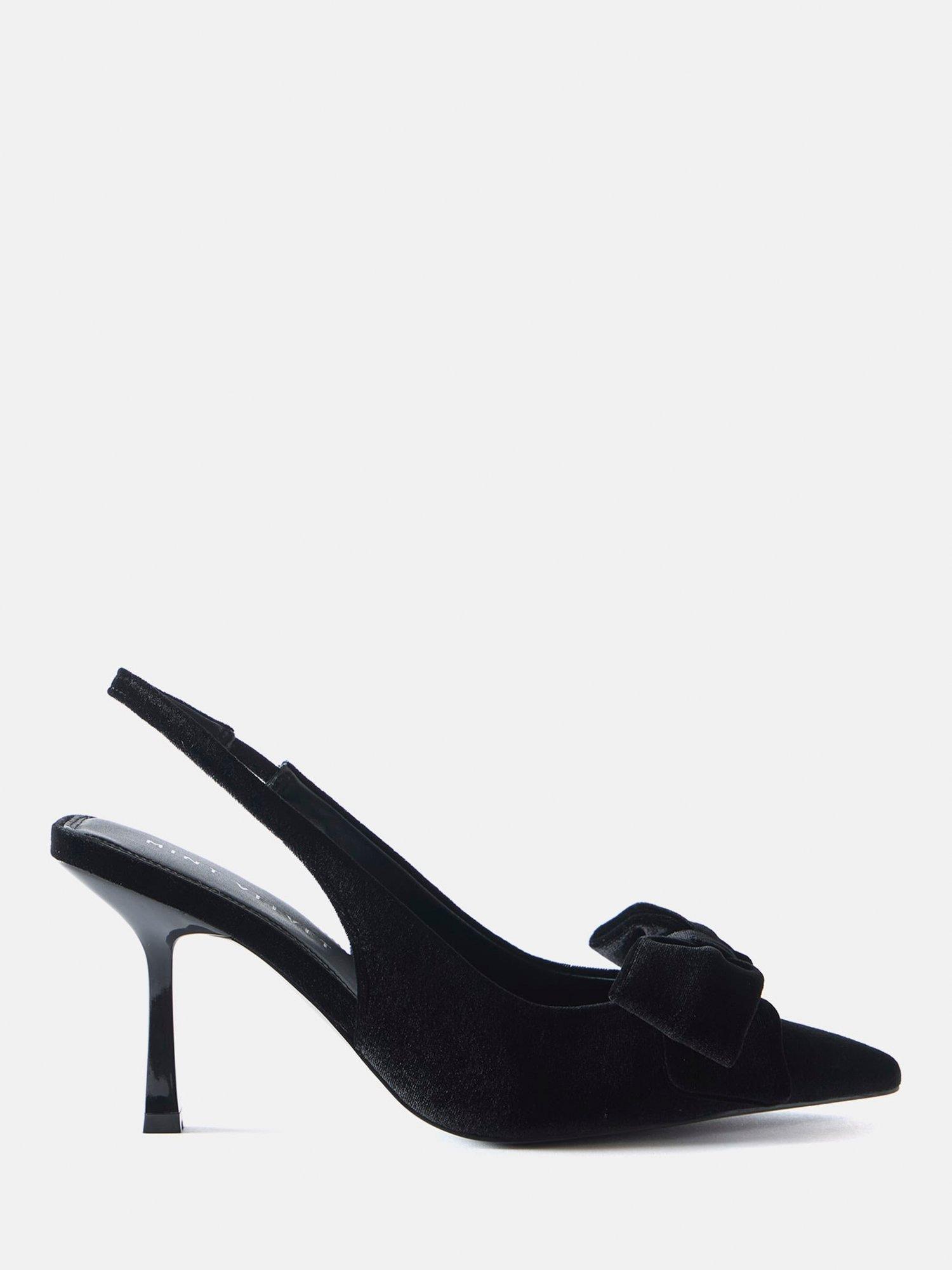 Mint Velvet Bow Slingback Heel Court Shoes Black