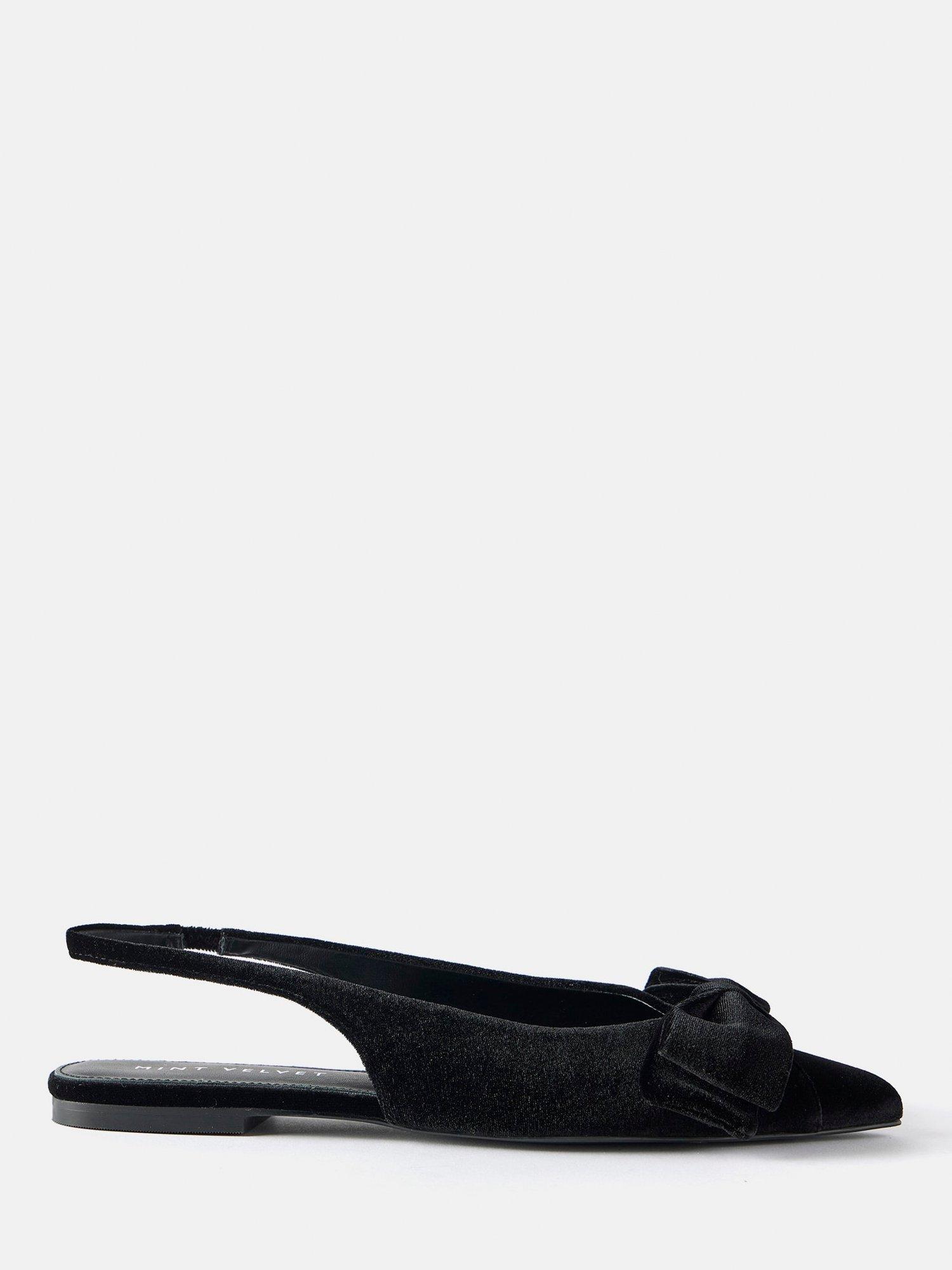 Mint Velvet Velvet Bow Pointed Slingback Pumps, Black