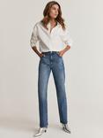 Mint Velvet High Rise Straight Leg Jeans, Blue