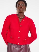 Monsoon Suki Stitch Scallop Trim Cardigan, Red