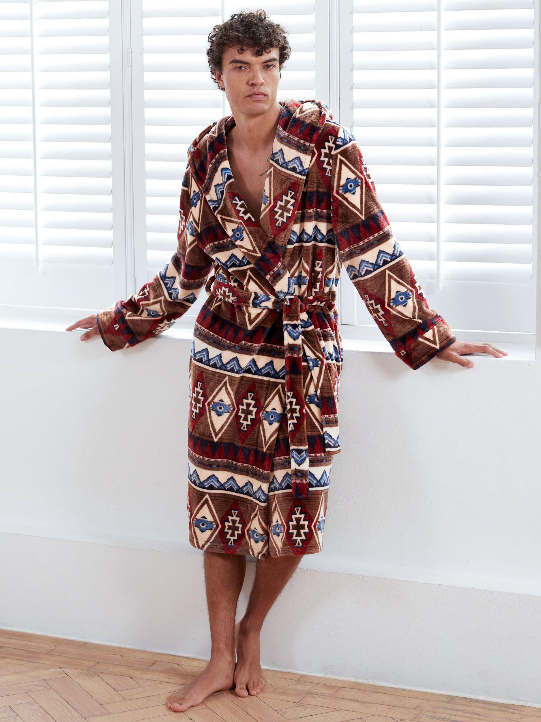 Chelsea Peers Fleece Aztec Print Dressing Gown, Multi