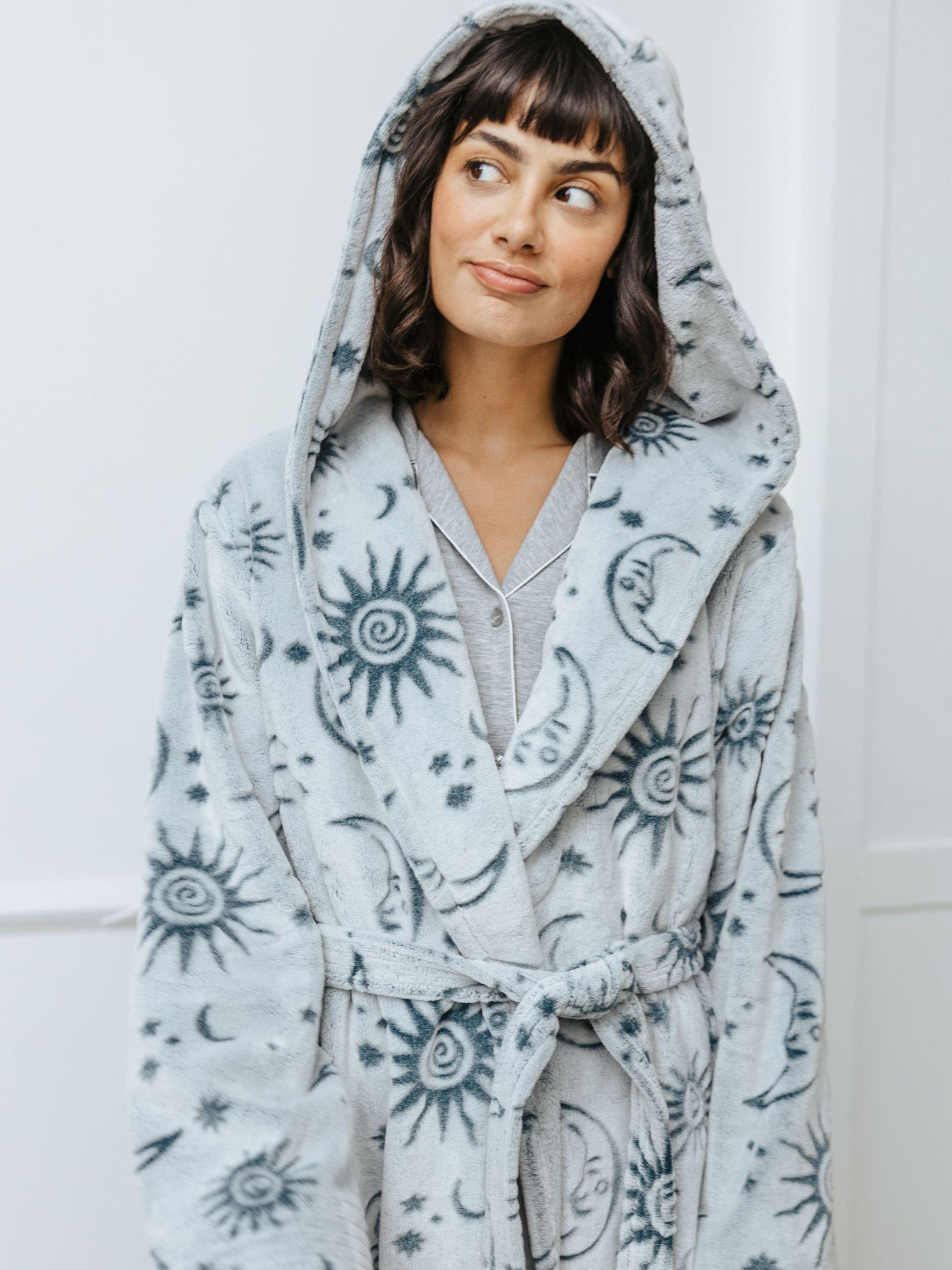 Chelsea Peers Sun & Moon Fleece Dressing Gown, Teal