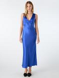 OMNES Nova Tie Back Satin Dress, Cobalt