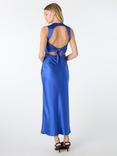 OMNES Nova Tie Back Satin Dress, Cobalt