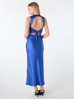 OMNES Nova Tie Back Satin Dress, Cobalt - view 2, Cobalt