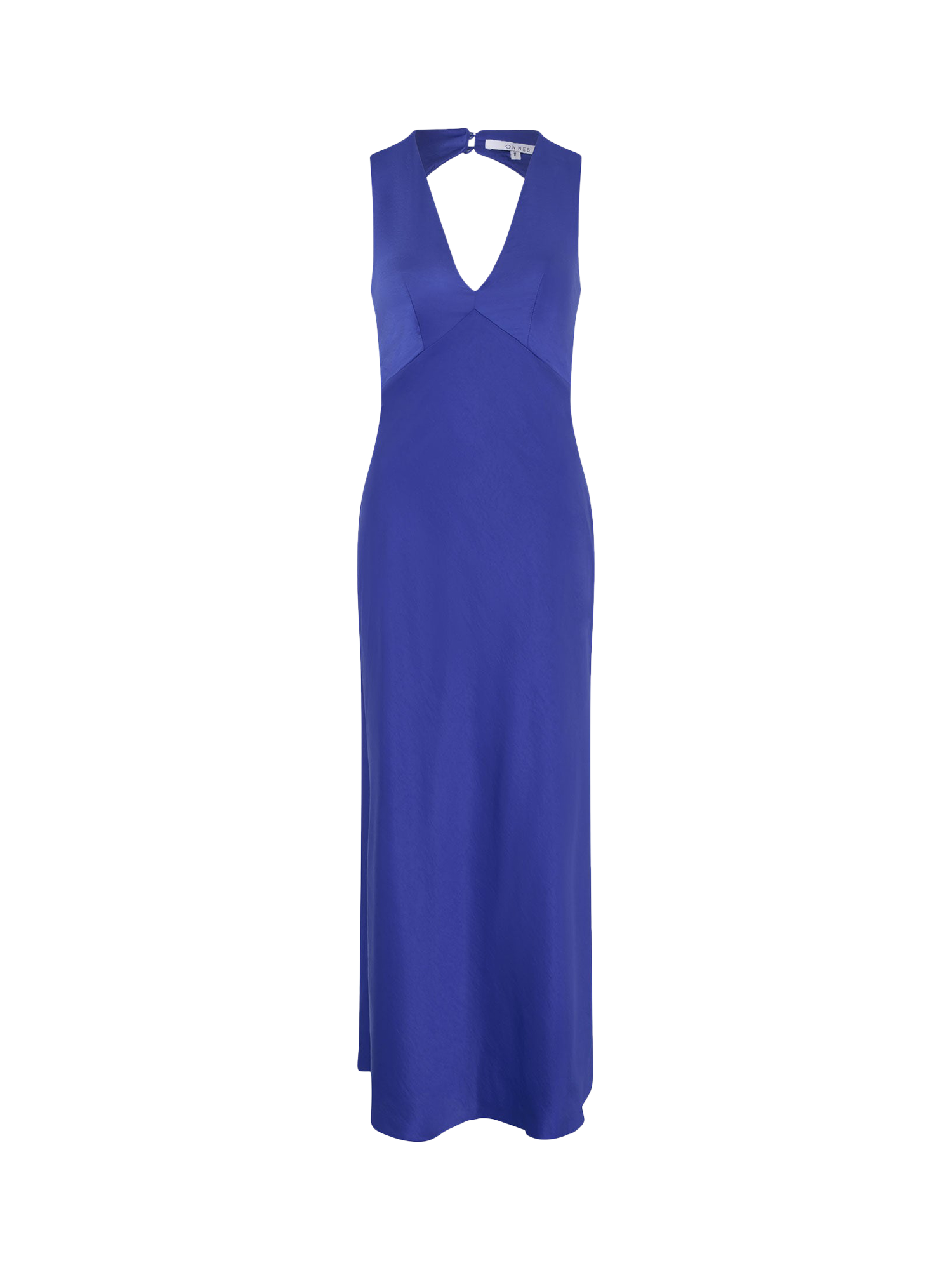Product image 4 of 5, which shows OMNES Nova Tie Back Satin Dress, Cobalt, 4