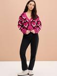 OMNES Heather Heart Cardigan, Magenta