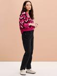 OMNES Heather Heart Cardigan, Magenta