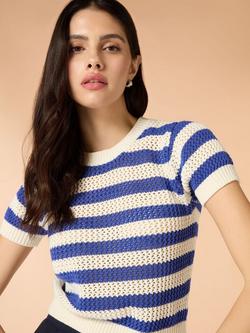 OMNES Lexi Cotton Short Sleeve Jumper - view 2, Blue/White