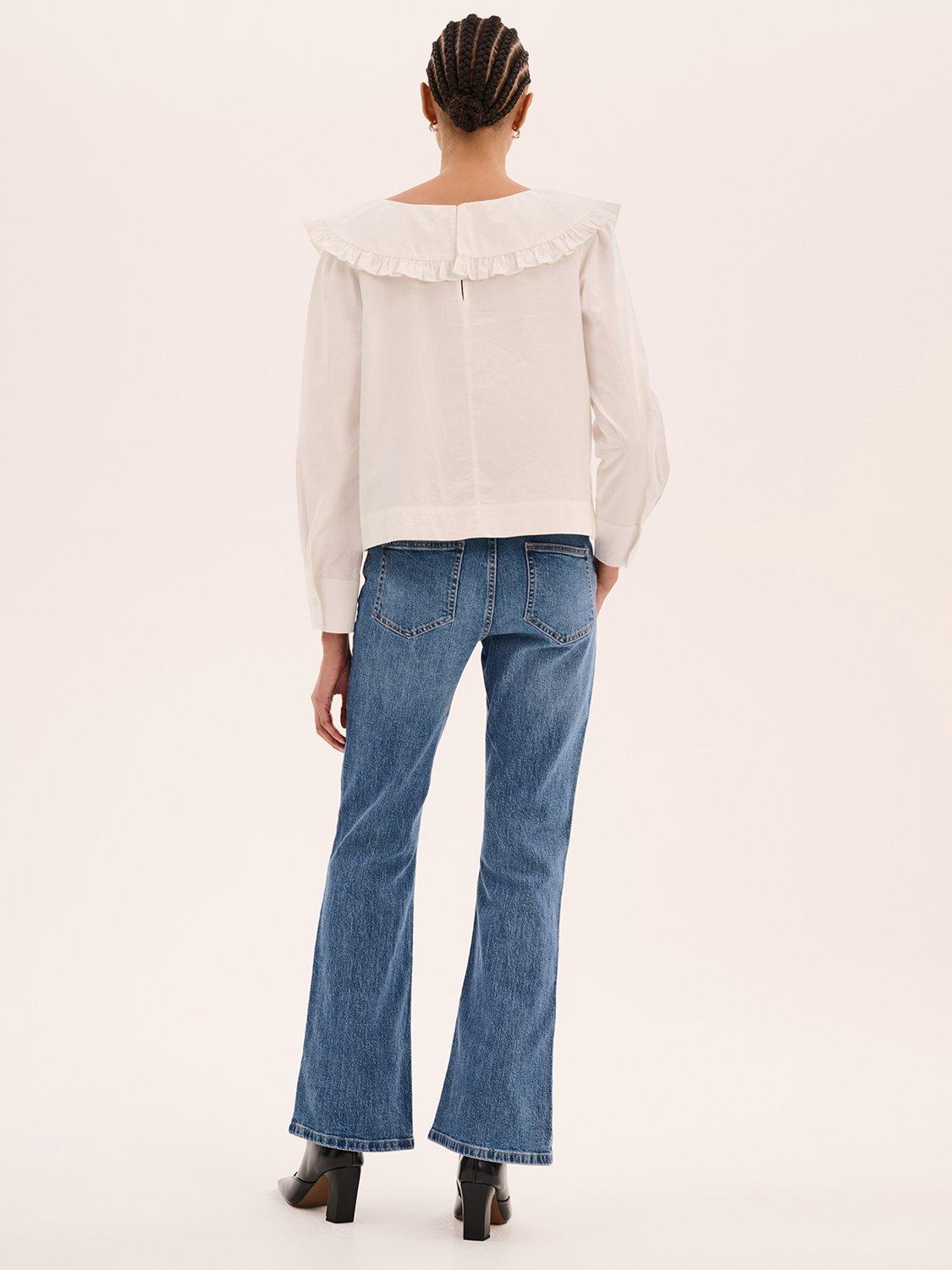 Product image 3 of 4, which shows OMNES Briony Ruffle Neck Blouse, White, 4