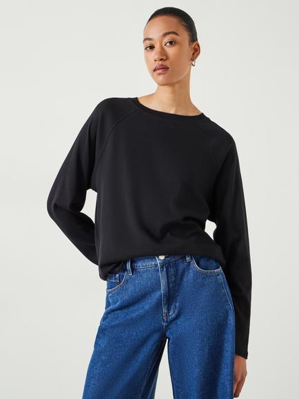 HUSH Matilda Cotton Raglan Top, Black