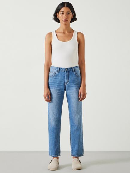 HUSH Straight Boyfriend Jeans, Vintage Washed Blue - view 2, Mid Authentc Wash