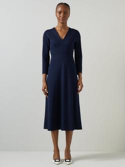 L.K.Bennett Lauren Ponte Midi Dress, Navy, Navy