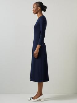 L.K.Bennett Lauren Ponte Midi Dress, Navy - view 2, Navy
