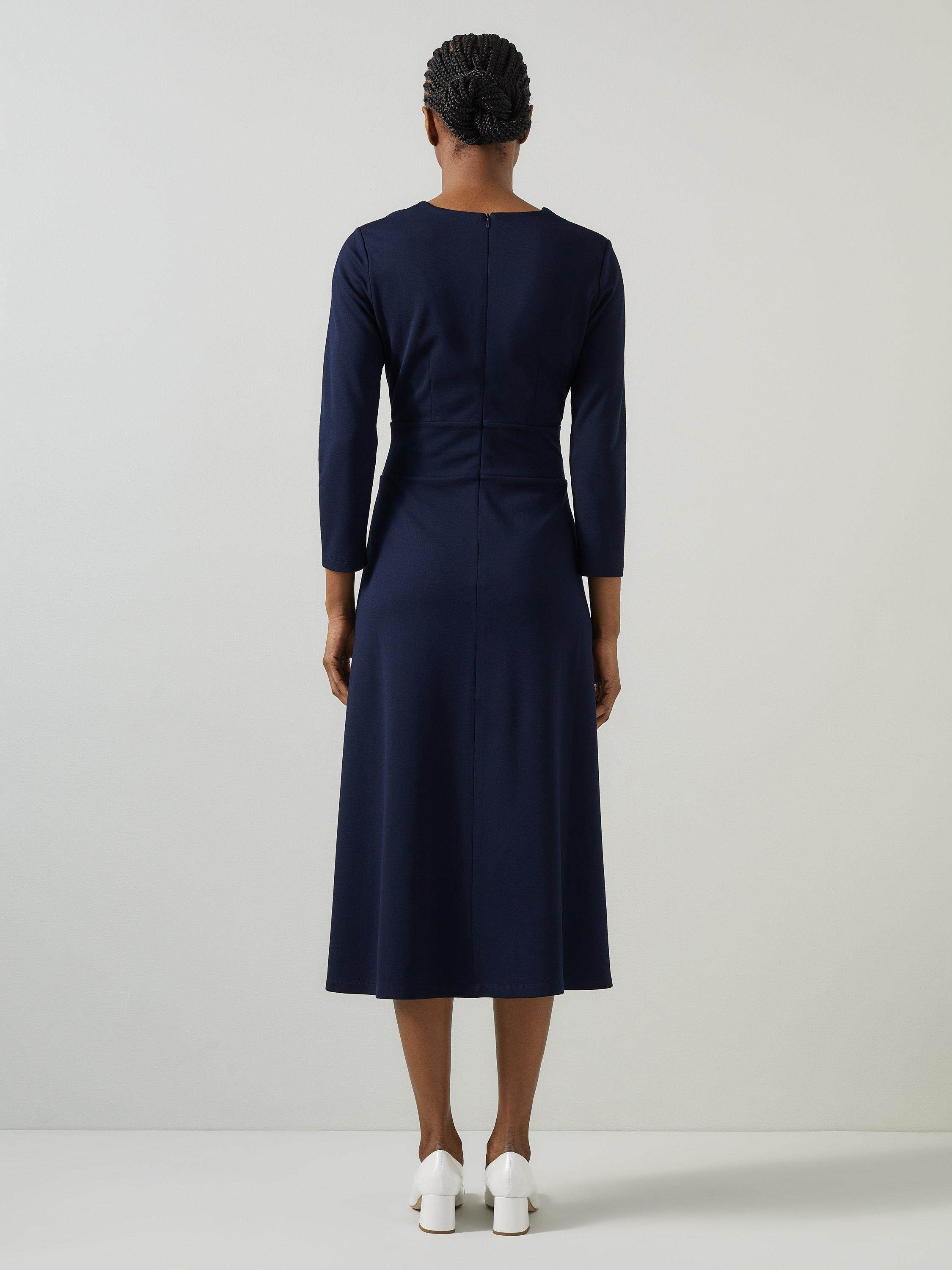 Product image 3 of 5, which shows L.K.Bennett Lauren Ponte Midi Dress, Navy, 8